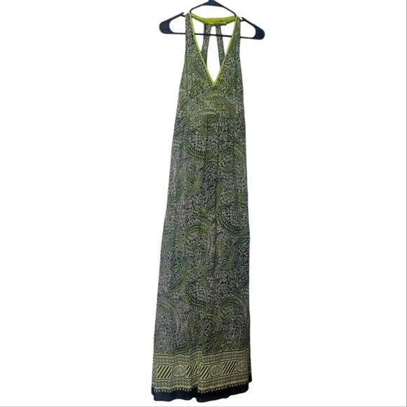 Burning Torch Green Graphic print Halter maxi dress Size-P - Picture 4 of 15